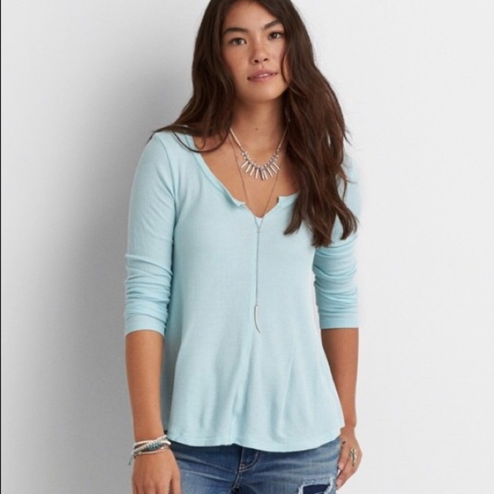 American Eagle soft & sexy gray waffle shirt